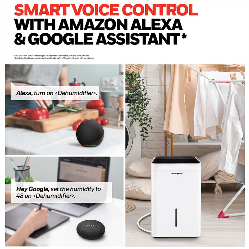Honeywell 25-Pint Smart Portable Dehumidifier with Alexa Voice Control